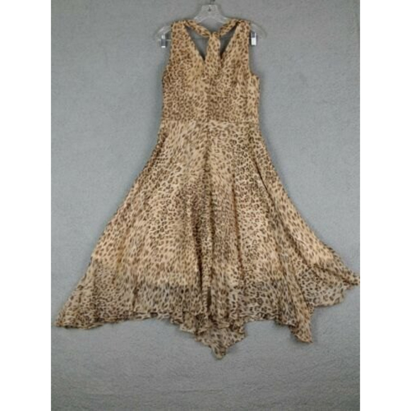 Scene By Donna Ricco Size M Leopard Print Flowy Halter Dress Silk Lining - Picture 3 of 10